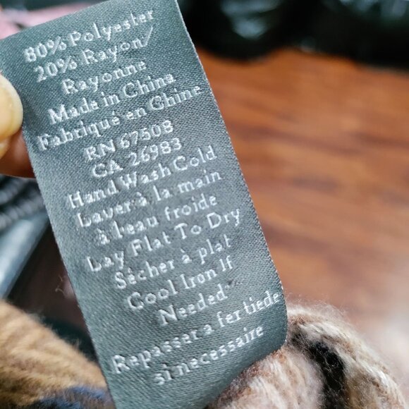 Vince Camuto Boho Brown & Olive Herringbone Striped W/ Fringe Open Front Poncho - Picture 12 of 14